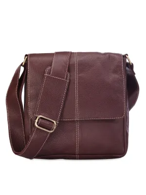 Teakwood Unisex Brown Genuine Leather Messenger Bag