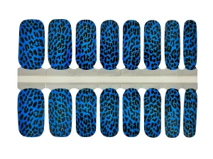 Teal Blue and Black Leopard Print - Nail Wrap Set