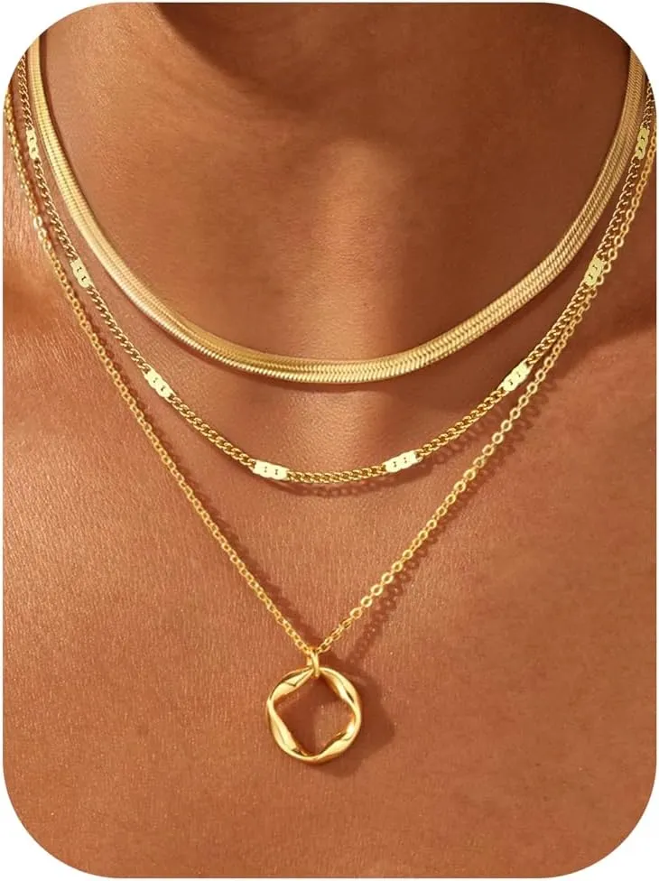 TEN MIRO Pearl Necklaces for Women Trendy, Dainty 16k Gold Layered Necklaces for Women Gold Necklace Stack Stackable Pearl Necklace for Wedding Prom Jewelry Gifts