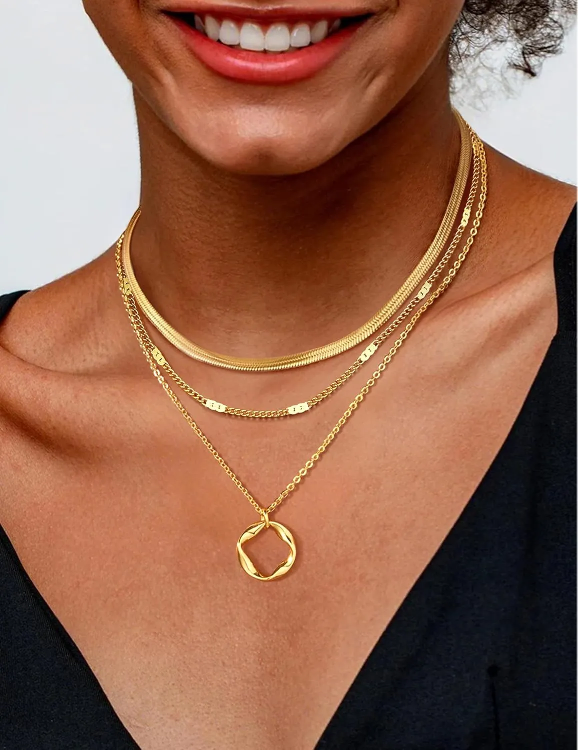 TEN MIRO Pearl Necklaces for Women Trendy, Dainty 16k Gold Layered Necklaces for Women Gold Necklace Stack Stackable Pearl Necklace for Wedding Prom Jewelry Gifts