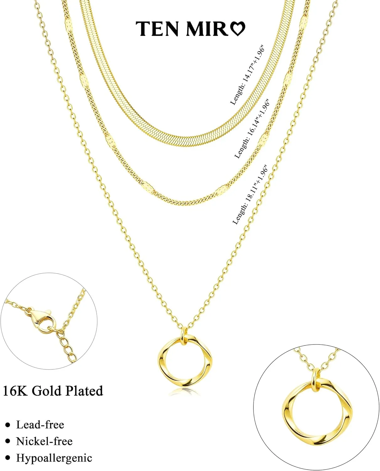 TEN MIRO Pearl Necklaces for Women Trendy, Dainty 16k Gold Layered Necklaces for Women Gold Necklace Stack Stackable Pearl Necklace for Wedding Prom Jewelry Gifts