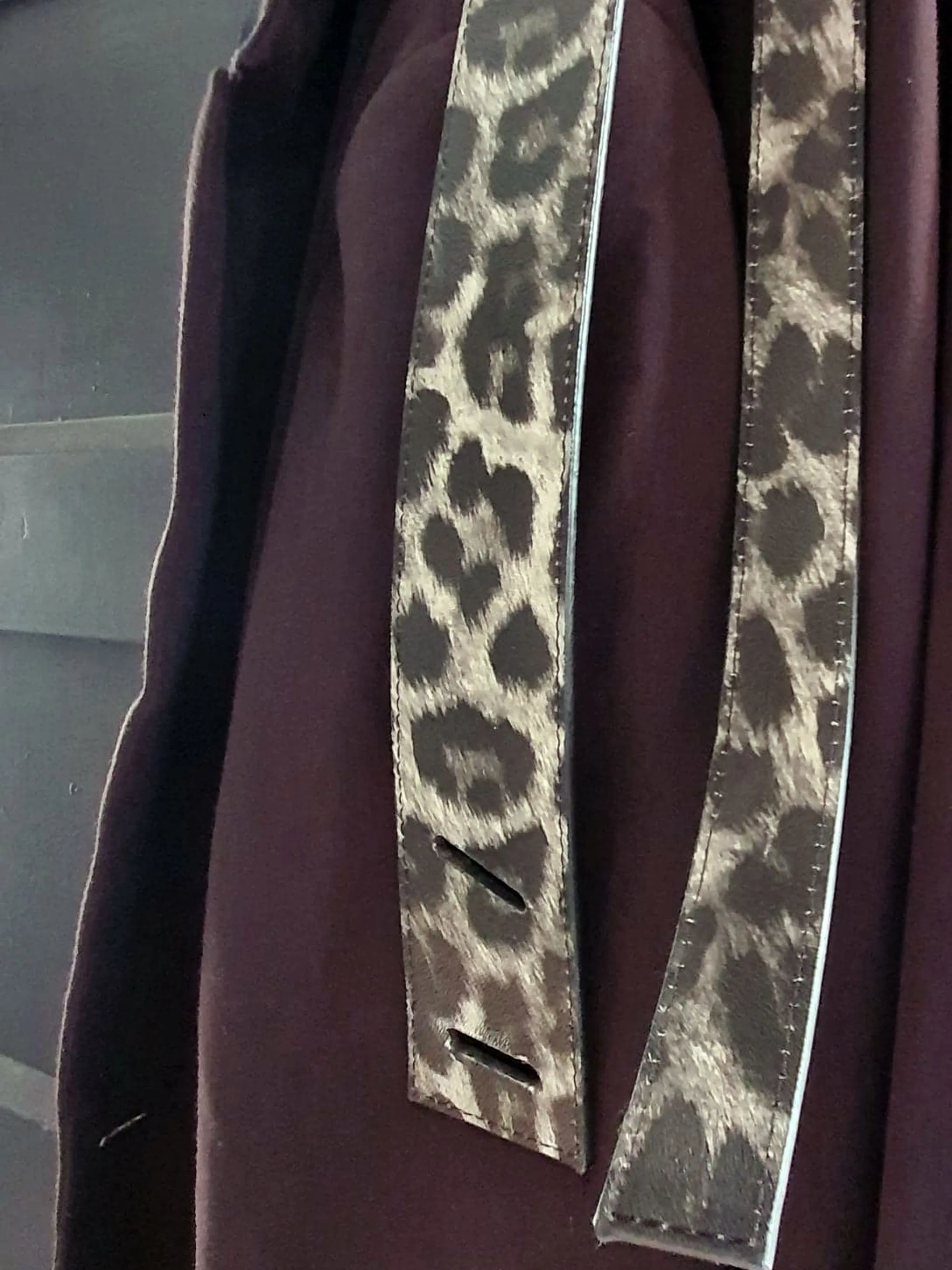 Tie Wrap Belt / Vegan Material- Grey Leopard