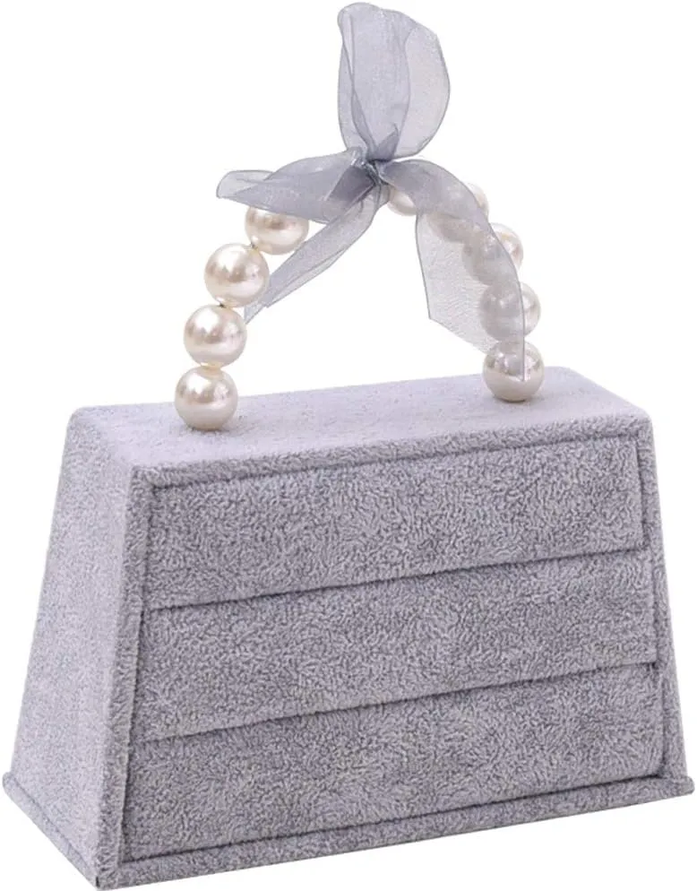 TINTON LIFE® Handbag Shaped Hair Clasp Holder Display Stand with Earring Organizer (Grey Earring Organizer)