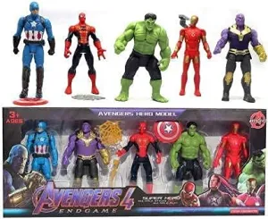 TINY SOULS Miniature Avengers Hero Action Figure 4 Super Heroes Captain America, Iron Man, Spiderman, Hulk and Action Figures (Multicolor) Pack of 5