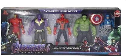 TINY SOULS Miniature Avengers Hero Action Figure 4 Super Heroes Captain America, Iron Man, Spiderman, Hulk and Action Figures (Multicolor) Pack of 5