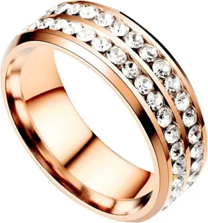 Titanium Steel Inlaid Zircon Ring for Women and Men Minimalist Design Couple Ring Statement Rings (Rose Gold, 12)