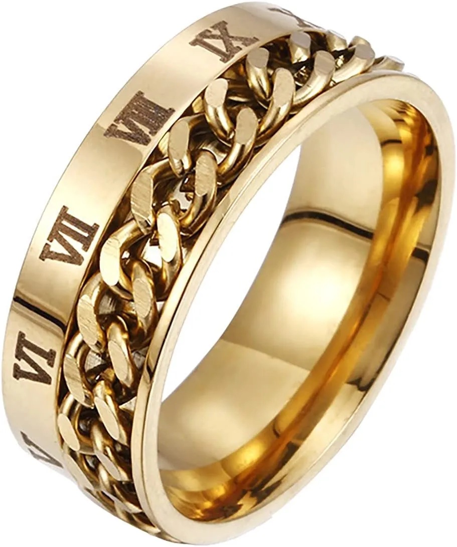 Titanium Steel Ring for Women Men Minimalist Design Chain Ring