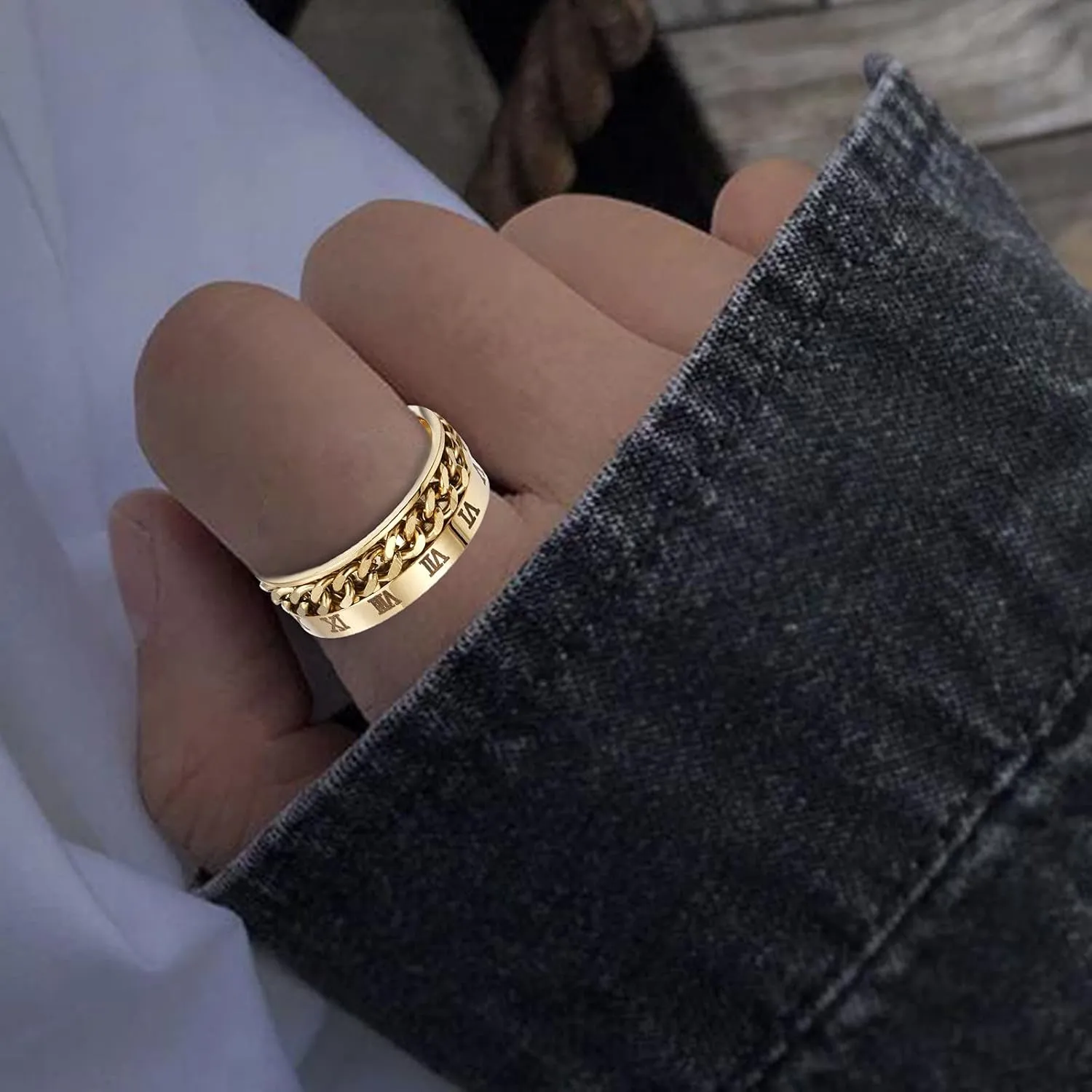 Titanium Steel Ring for Women Men Minimalist Design Chain Ring