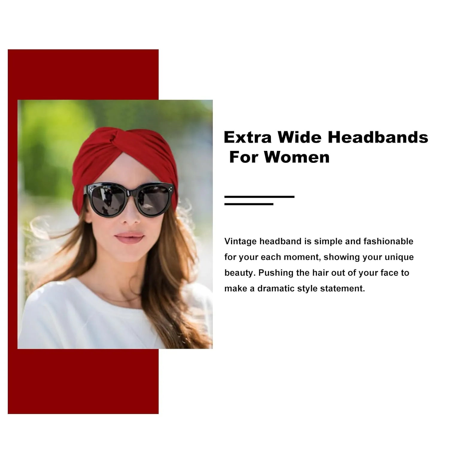 Tobeffect Wide Headbands for Women, 2 Pcs 7'' Extra Large Turban Headband Boho Stretchy Hairband Twisted Knot Cloth Hair Accessories