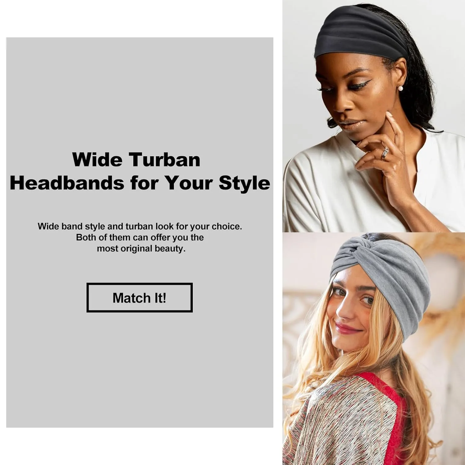 Tobeffect Wide Headbands for Women, 7'' Extra Large Turban Headband Boho Stretchy Turban Hairband Twisted Knot Cloth Hair Accessories, 2 Pack