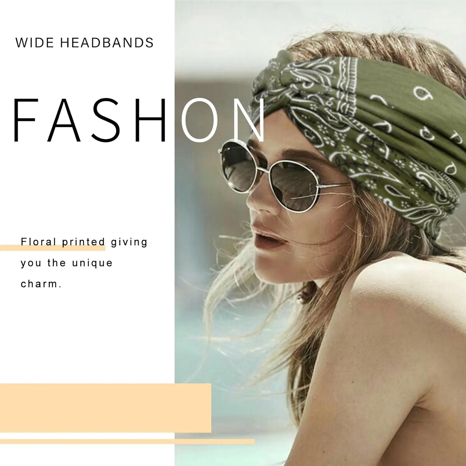 Tobeffect Wide Headbands for Women, 7'' Extra Wide Boho Headbands Fashion Headwraps Stretchy Hairbands Head Scarf Hair Accessories