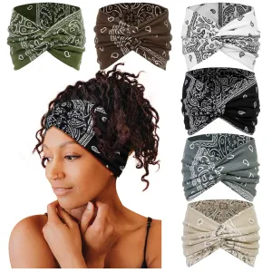 Tobeffect Wide Headbands for Women, 7'' Extra Wide Boho Headbands Fashion Headwraps Stretchy Hairbands Head Scarf Hair Accessories