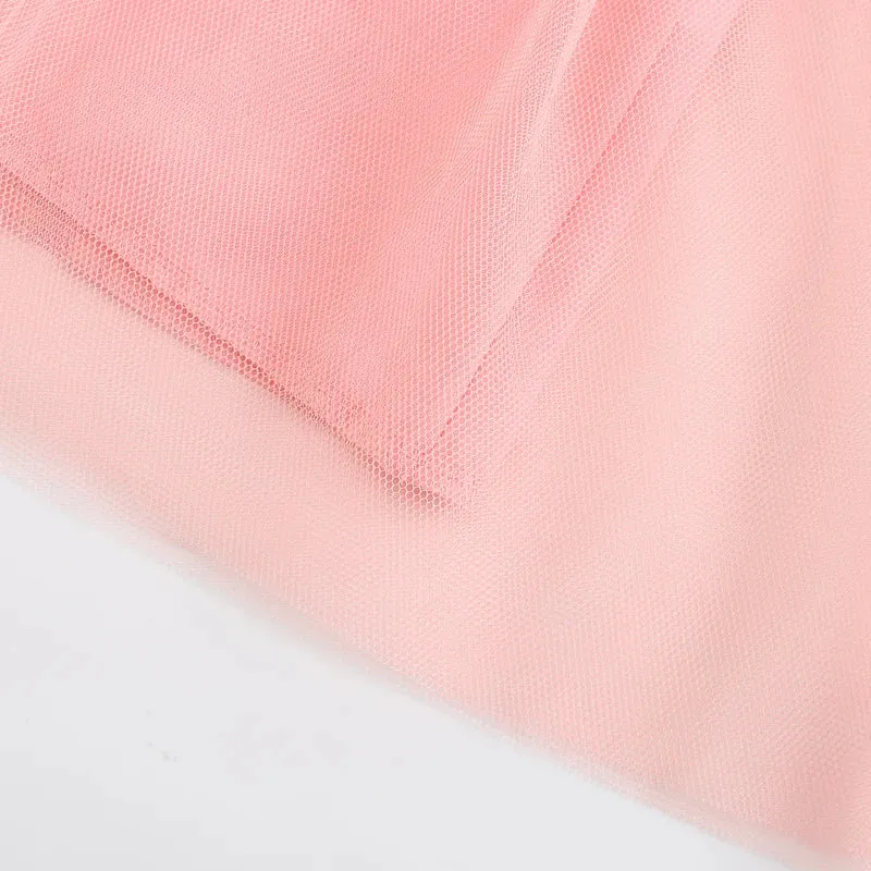 Toddler Girl one-piece Party Mesh Dress Cartoon Rabbit Princess Kids' Dresses Cotton Summer 2-7 Years