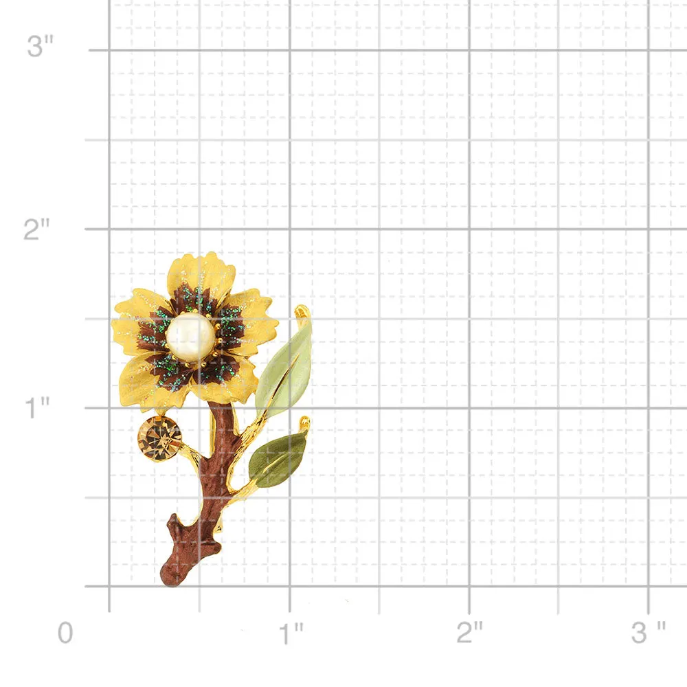 Topaz Brown Flower Swarovski Crystal Pin Brooch