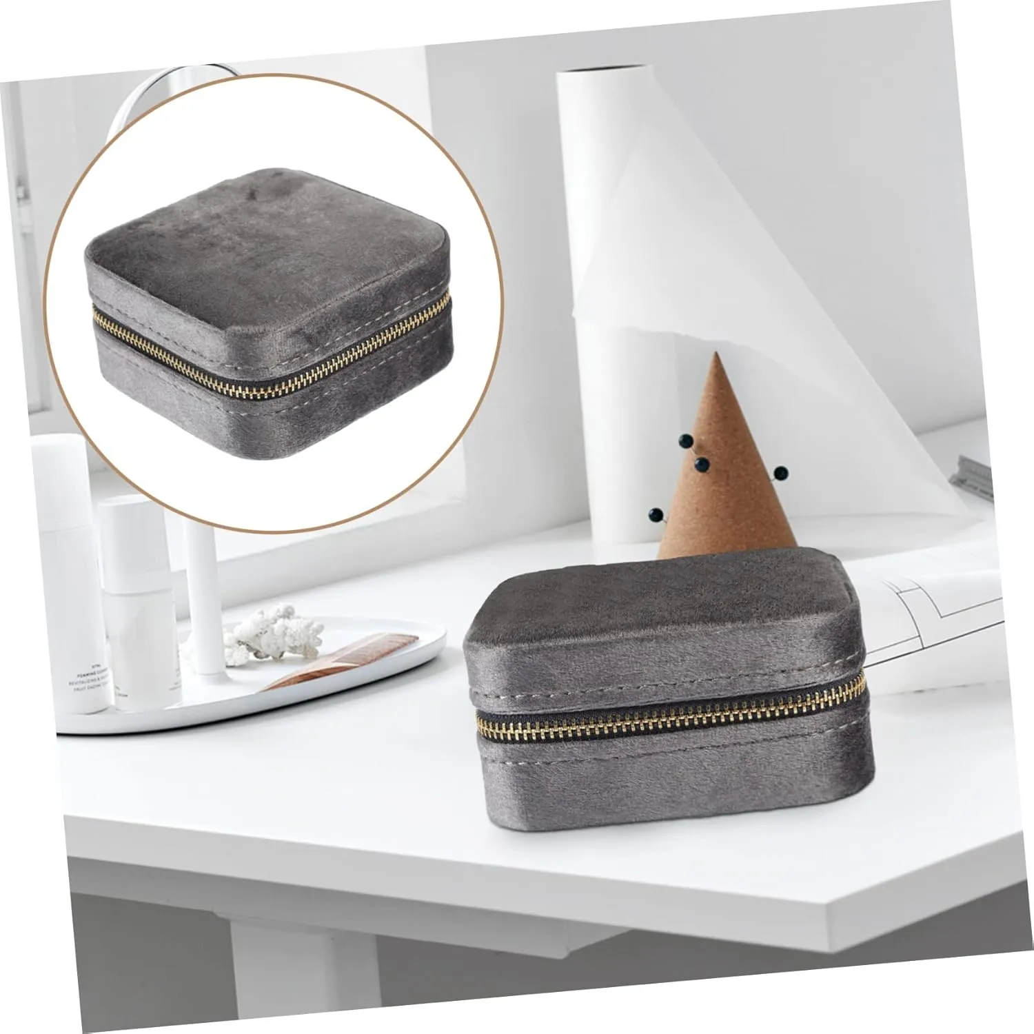 Travel Jewelry Cases for Women Portable Mirror Jewelry Organizer Earring Storage Bracelets Organizer Jewelry Holder Sundries Box Compact Elegant