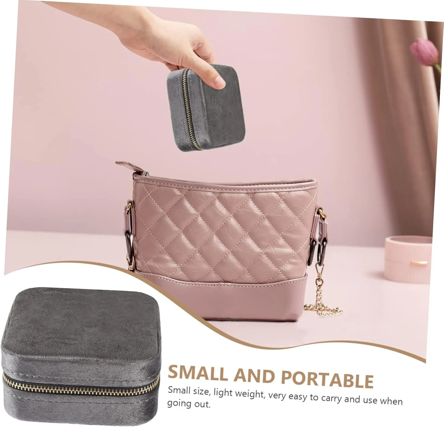 Travel Jewelry Cases for Women Portable Mirror Jewelry Organizer Earring Storage Bracelets Organizer Jewelry Holder Sundries Box Compact Elegant