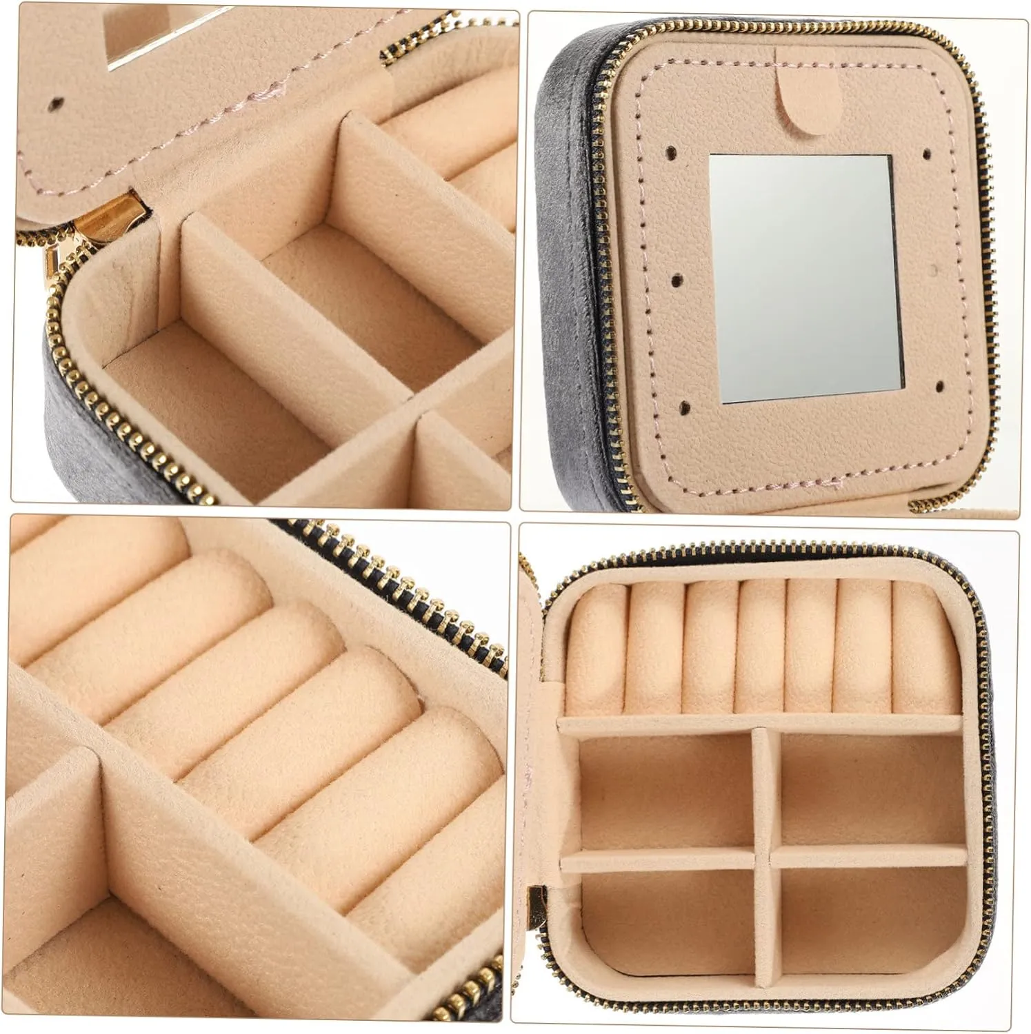 Travel Jewelry Cases for Women Portable Mirror Jewelry Organizer Earring Storage Bracelets Organizer Jewelry Holder Sundries Box Compact Elegant