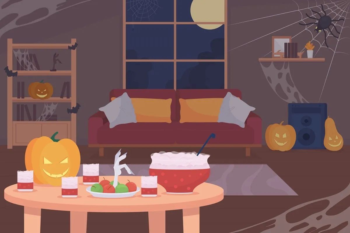 Trick or treat on Halloween flat color vector illustration set