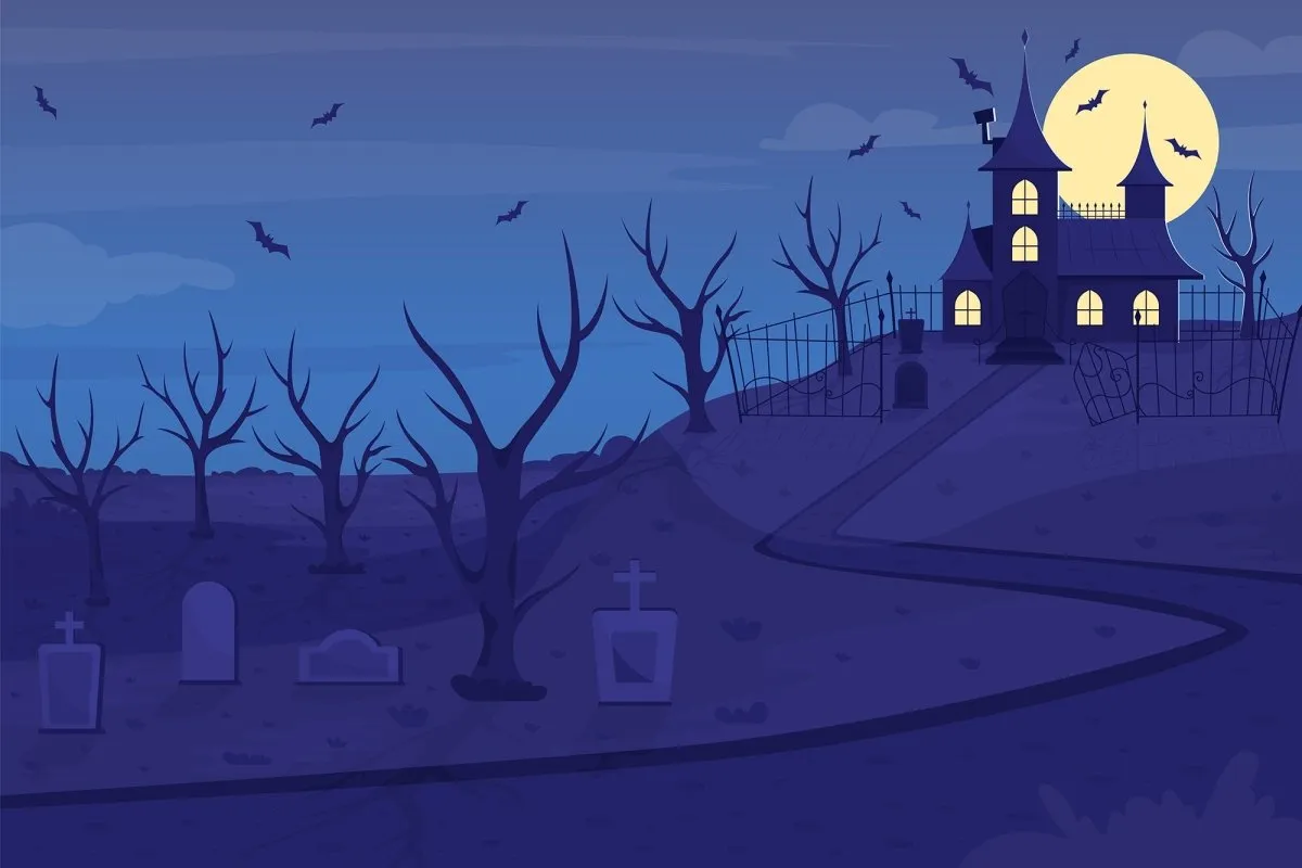 Trick or treat on Halloween flat color vector illustration set