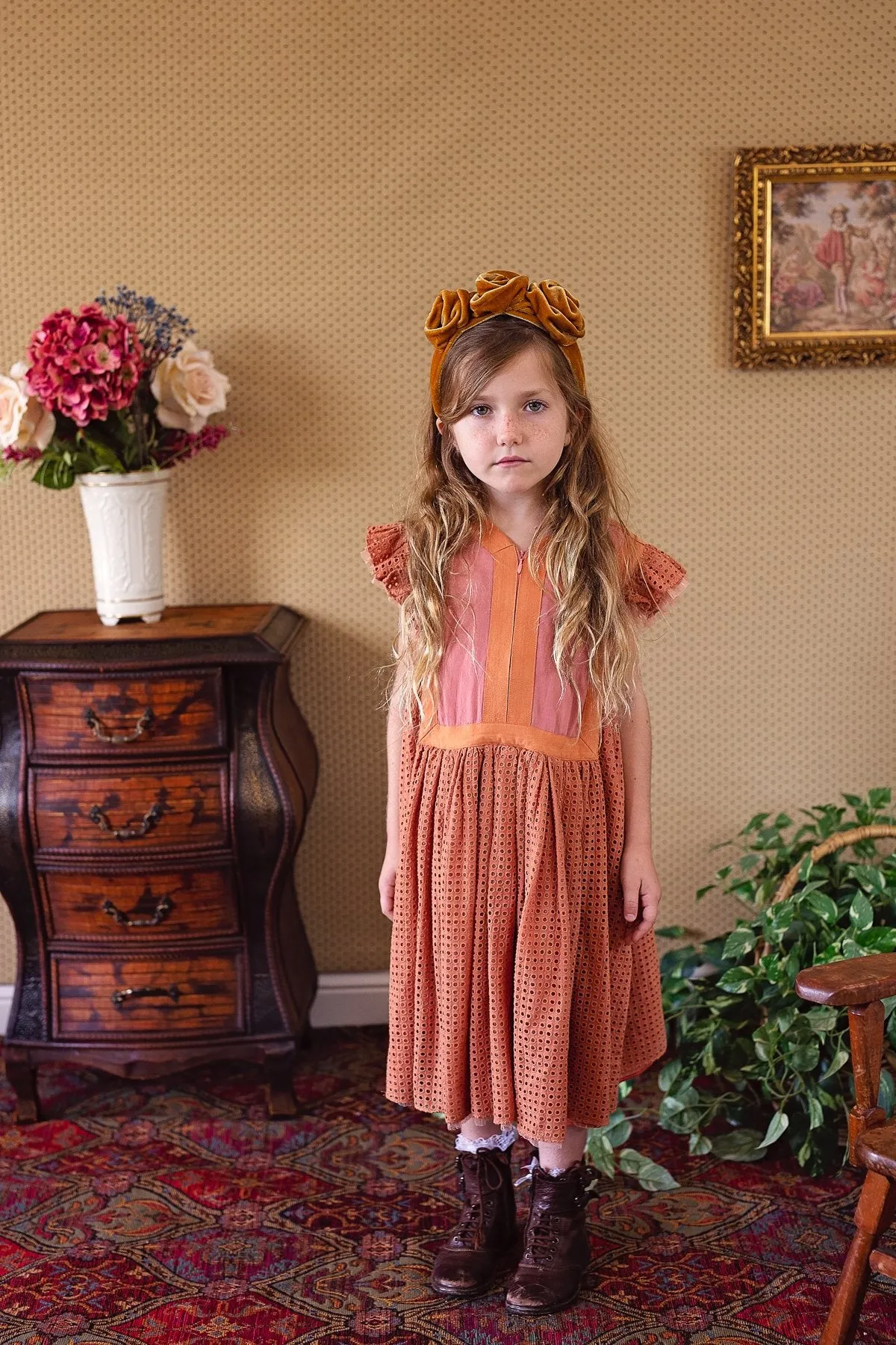 Triple Rose Garden Headband - Navy Velvet