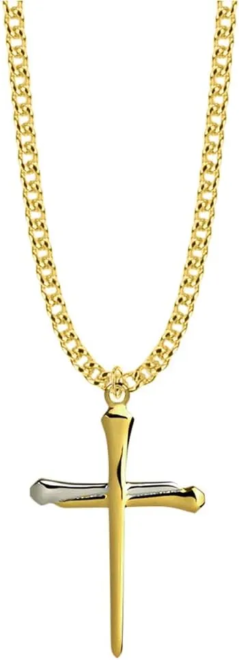 True Faith Jewelry 14K Gold Plate and Sterling Silver Cross Pendant, 1 1/4 Inch
