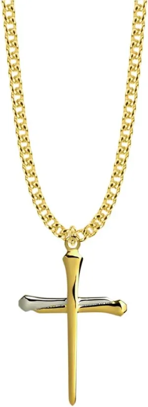 True Faith Jewelry 14K Gold Plate and Sterling Silver Cross Pendant, 1 1/4 Inch