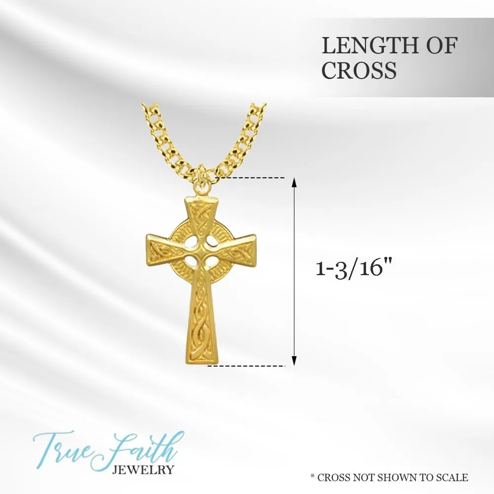 True Faith Jewelry 18KT Gold Over Sterling Silver Cross Pendant, 1 1/8 Inch