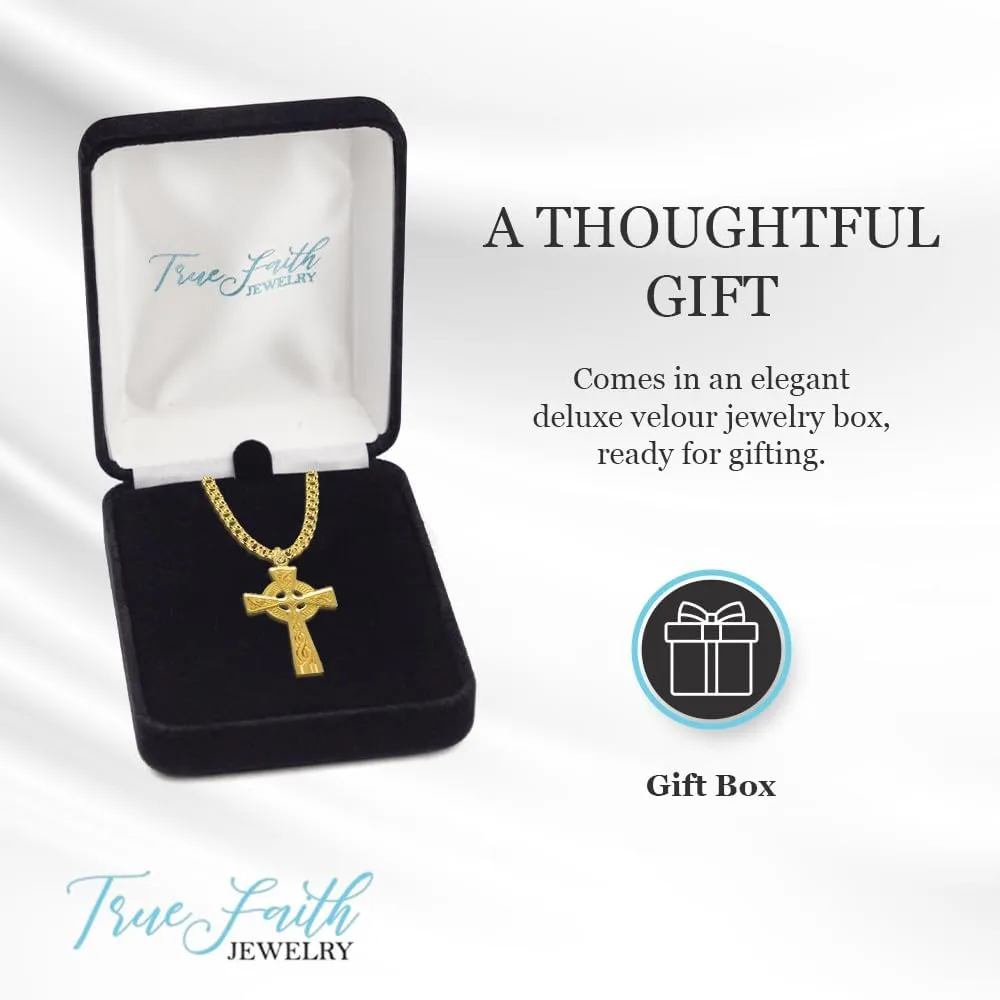 True Faith Jewelry 18KT Gold Over Sterling Silver Cross Pendant, 1 1/8 Inch
