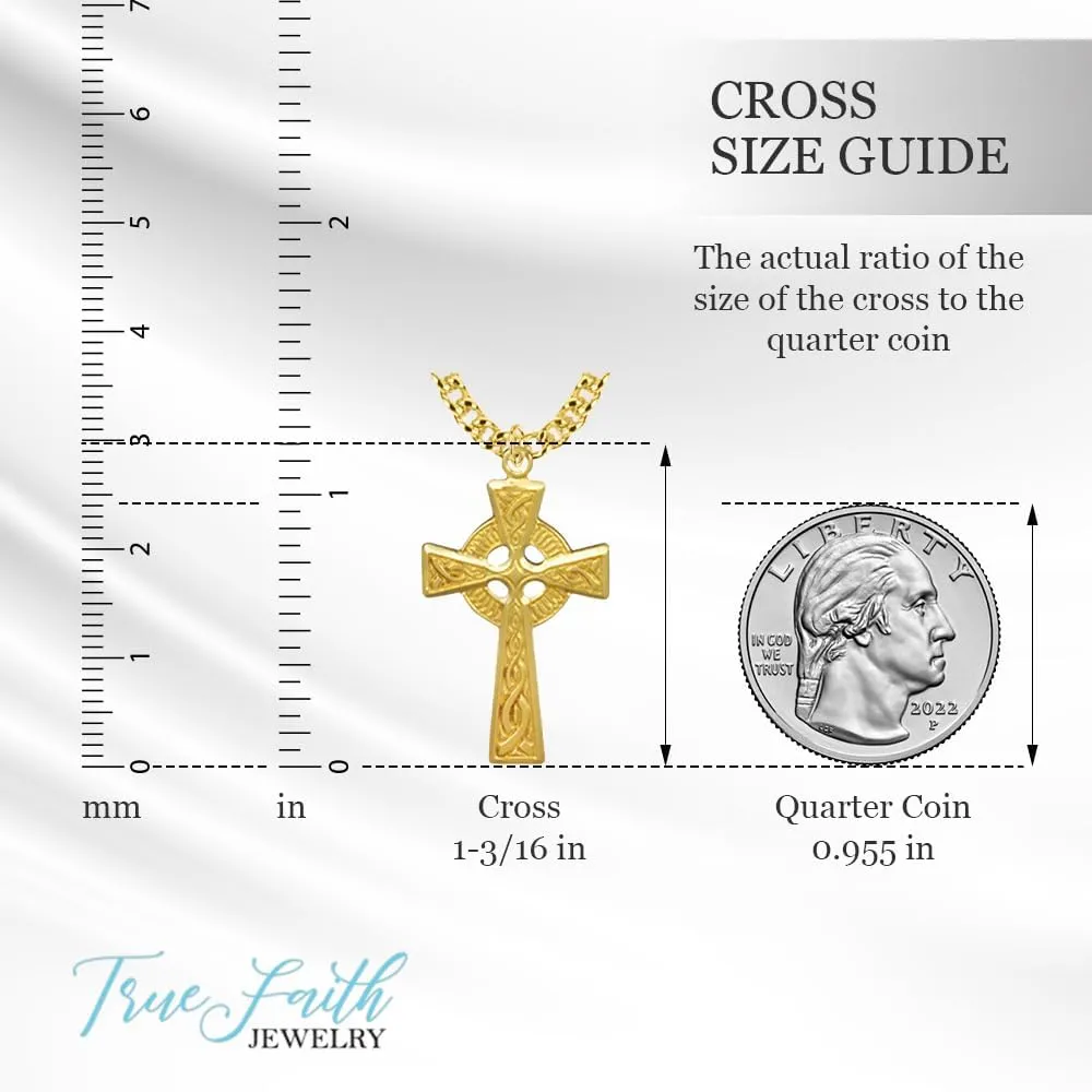 True Faith Jewelry 18KT Gold Over Sterling Silver Cross Pendant, 1 1/8 Inch