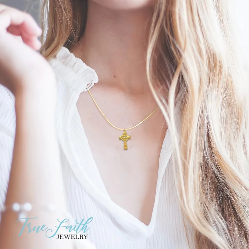 True Faith Jewelry 18KT Gold Over Sterling Silver Cross Pendant, 1 1/8 Inch