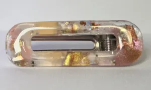 Two UV Resin Hair Barrettes, Base Color Cream, Unique, Multilayered Design with Shimmering Hues. "Color Cream"