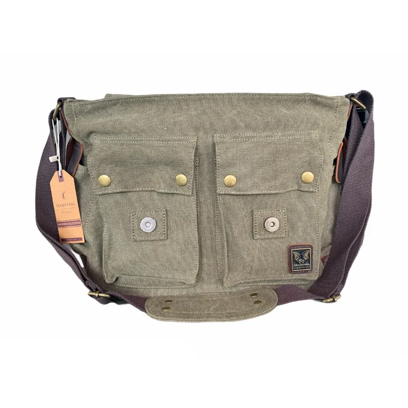 Tyrone Canvas Leather Messenger Bag