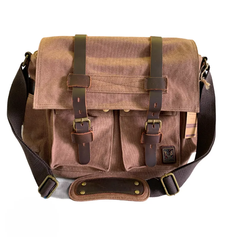 Tyrone Canvas Leather Messenger Bag
