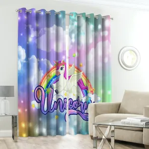Unicorn Character Kids Room Curtains - 1 Curtain ( Not included 2 Curtains )