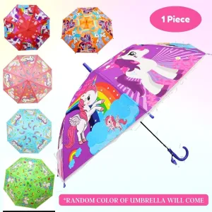 Unicorn print umbrella for girls kids with random design of unicorn (Multicolor,Pack of 1)