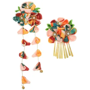 Unique Japanese Floral Hairpin Metal Clip Headband Fashion Headwear for Ladies Random