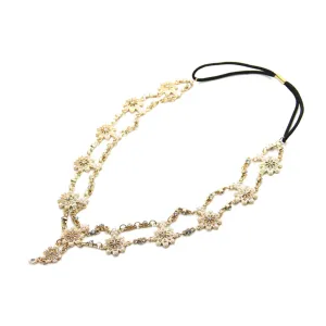 Unique Women's Headband Pearl Rhinestone Stretch Hair Band Elegant Floral Head Accessory for Bride