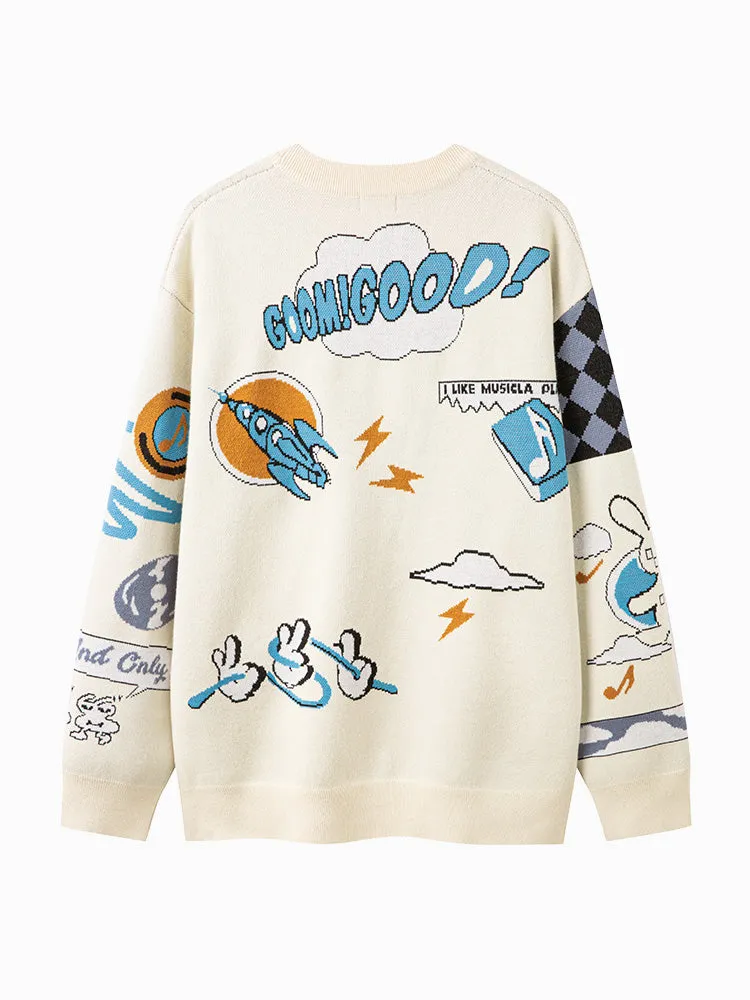 Unisex white crew neck sweater