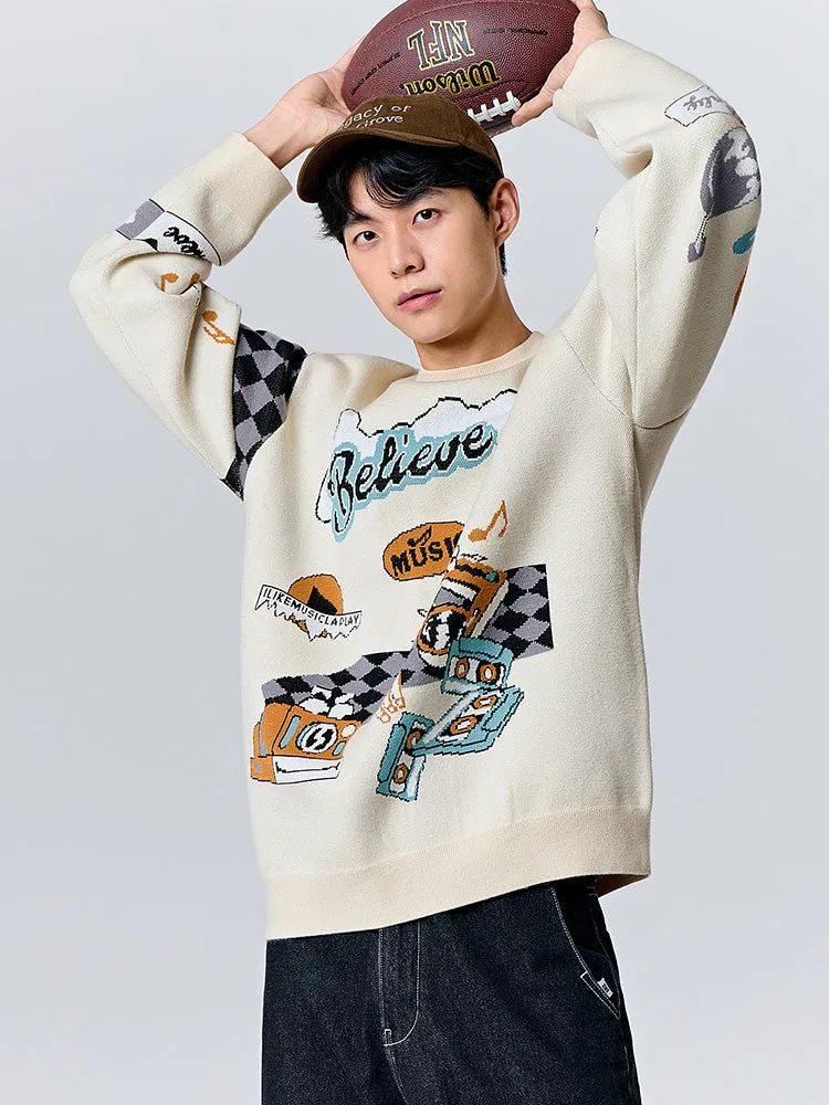 Unisex white crew neck sweater