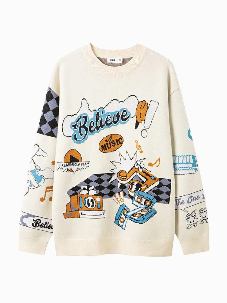 Unisex white crew neck sweater