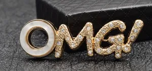Valentine omg brooch vintage look celebrity broach gold silver plated pin ggg84