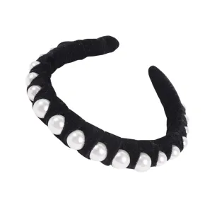 Velvet Hair Band Pearl Headdress Fashionable Hair Accessories for Party Date Women Girls