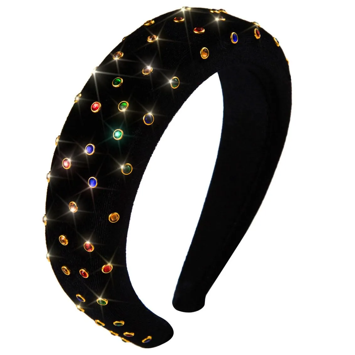 Velvet Headband Bead Headbands Vintage Thick Hair Bands Velour Hair Bands for Women and Girls (black)