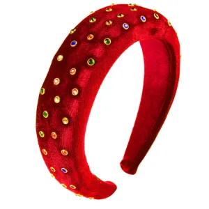Velvet Headband Bead Headbands Vintage Thick Hair Bands Velour Hair Bands for Women and Girls (red)