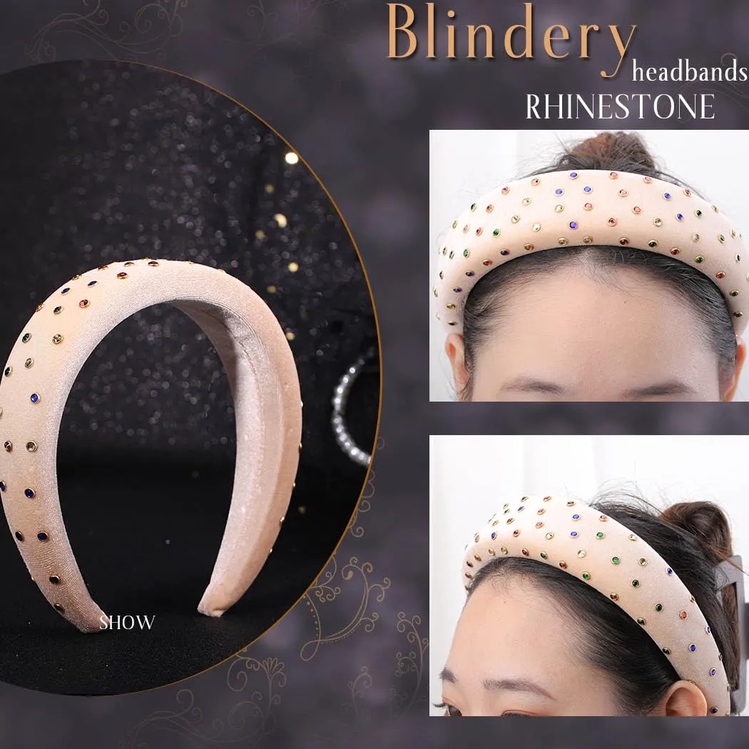 Velvet Headband Bead Headbands Vintage Thick Hair Bands Velour Hair Bands for Women and Girls (white)