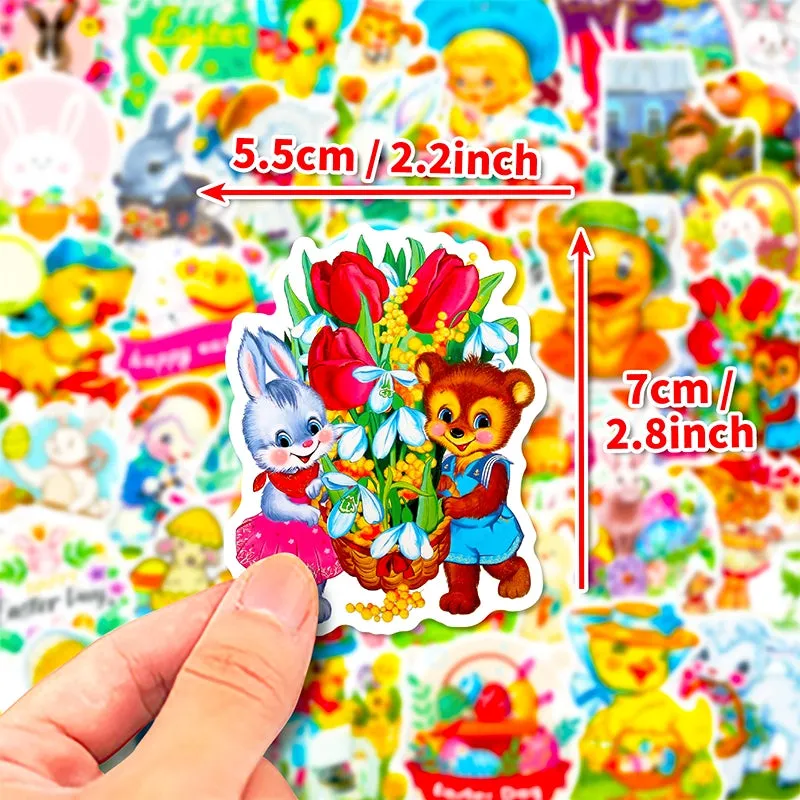 Vintage Cartoon Animals and Egg Vinyl Stickers