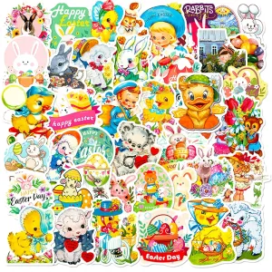 Vintage Cartoon Animals and Egg Vinyl Stickers