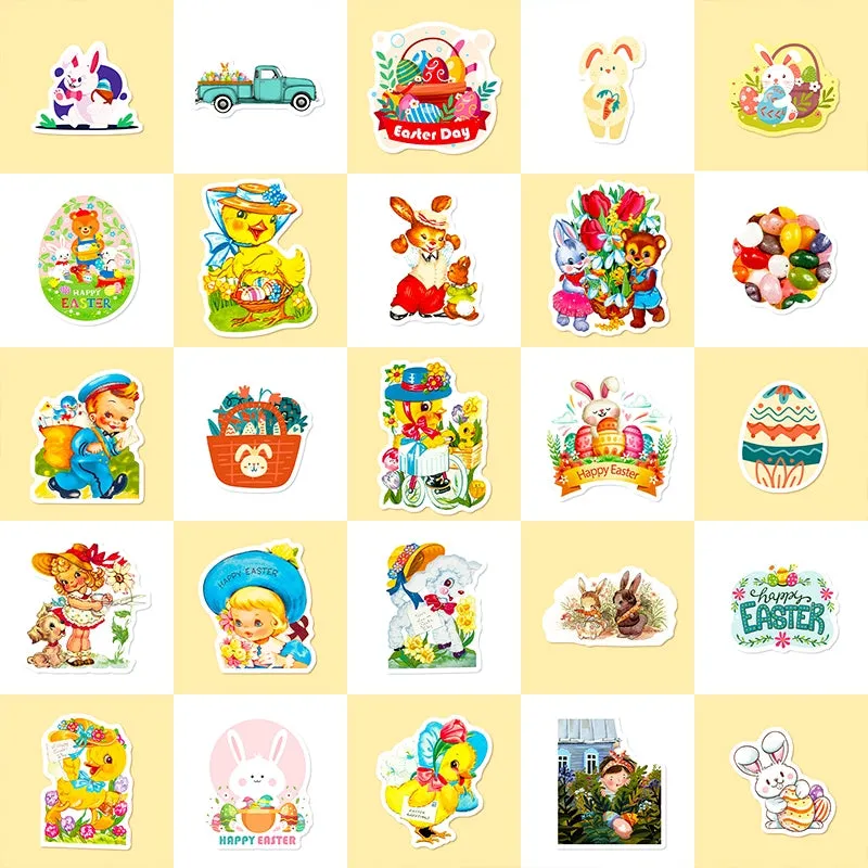 Vintage Cartoon Animals and Egg Vinyl Stickers
