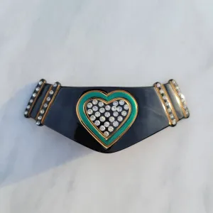 Vintage Felix Huchard Rhinestone Heart Hair Barrette
