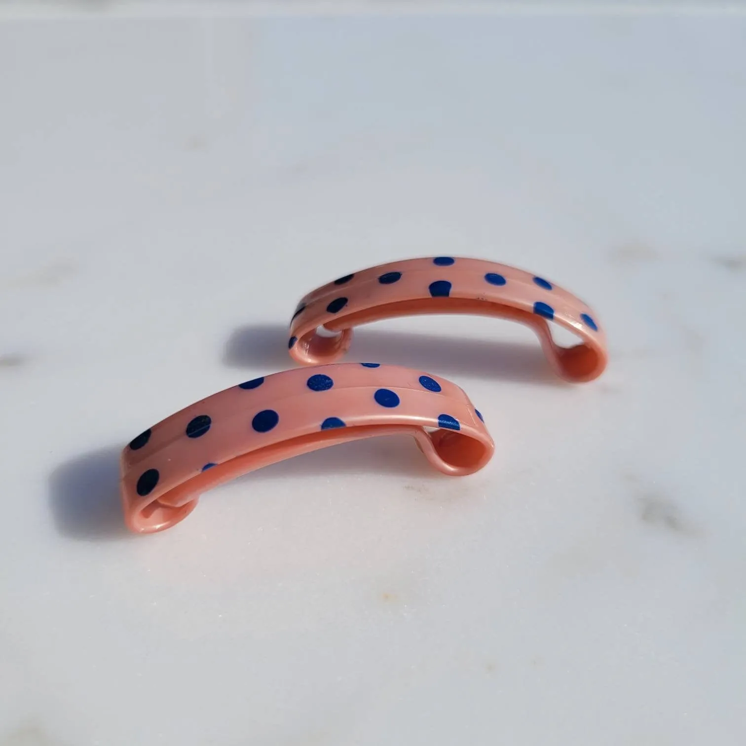 Vintage French Mini Polka Dot Hair Barrettes (Set of Two)